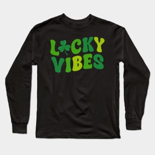 Lucky Vibes Positive Slogan Funny Irish Saint Patrick's Day Long Sleeve T-Shirt